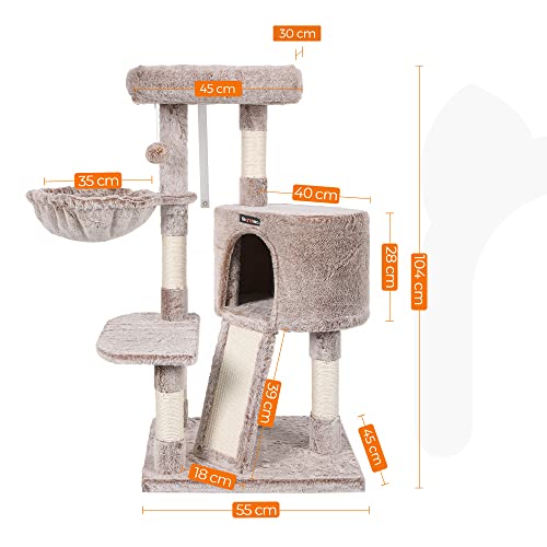 FEANDREA Árbol de Gatos, Torre de 104 cm, Marrón Claro PCT140W01