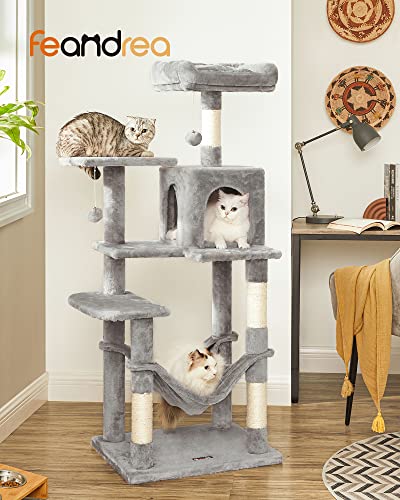 FEANDREA Árbol de Gatos, Torre de Gatos, 143cm, Gris Claro PCT161W01