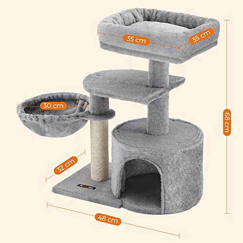 FEANDREA Árbol Pequeño para Gatos, con Poste para Rascar, Gris Claro PCT59W