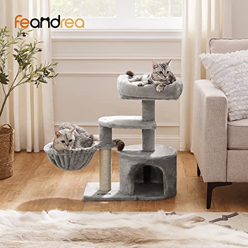 FEANDREA Árbol Pequeño para Gatos, con Poste para Rascar, Gris Claro PCT59W