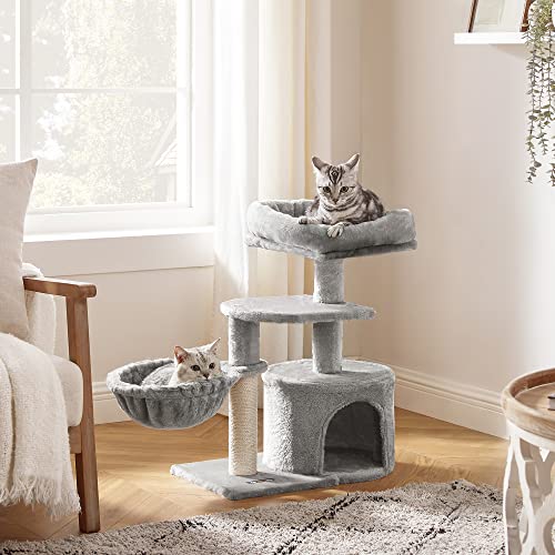 FEANDREA Árbol Pequeño para Gatos, con Poste para Rascar, Gris Claro PCT59W