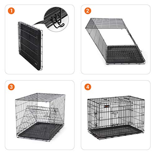FEANDREA Jaula para Perros, Jaula para Mascotas con 2 Puertas, 122 x 74,5 x 80,5 cm, Negro PPD48BK