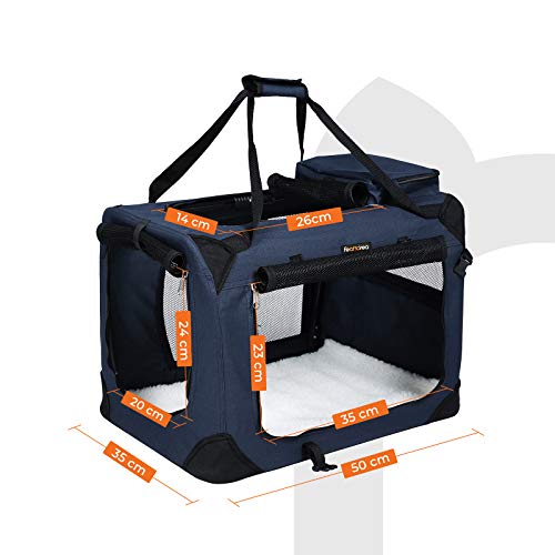 FEANDREA Transportín de Perros, Bolsa de Perros, 50 x 35 x 35 cm, Azul Oscuro