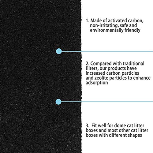 Feelava - Filtros de repuesto para caja de arena para gato, filtros de carbono, de forma cuadrada, para bandeja de arena de gatos, filtros para el olor, 6 unidades