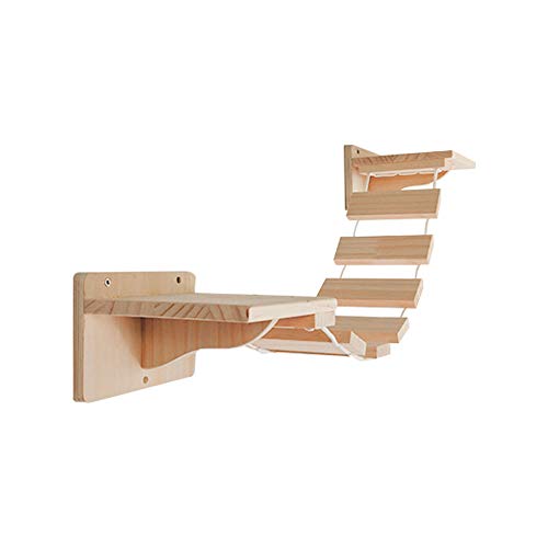 Felivecal Soporte de pared para gatos, puente colgante, escalera de pared, escalera para gatos, balcón, escalera de madera maciza, muebles para gatos, muebles modernos de madera