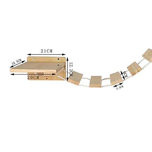 Felivecal Soporte de pared para gatos, puente colgante, escalera de pared, escalera para gatos, balcón, escalera de madera maciza, muebles para gatos, muebles modernos de madera