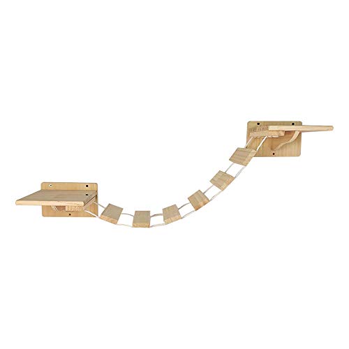 Felivecal Soporte de pared para gatos, puente colgante, escalera de pared, escalera para gatos, balcón, escalera de madera maciza, muebles para gatos, muebles modernos de madera