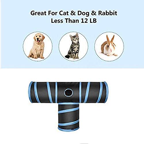 Fhodigogo Túnel de juguete para gatos, juguete para perros, túnel de 3 vías para mascotas, túnel para mascotas, tubo para gatos, cachorros, conejos, perros pequeños