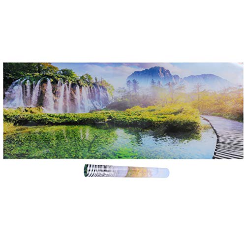 Fondo de acuario Decoraciones para peceras Imágenes Bosque Cascada Patrón Fondo de acuario Pegatina 48.0 x 19.6in