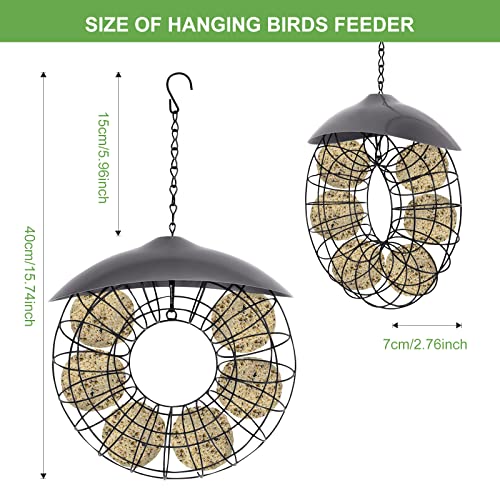FORMIZON Comedero para Pájaros, Alimentador de Pájaros de Metal, Soporte de Bola de Grasa de Pájaro, Comedero Pájaros Bolas de Grasa Colgar, Alimentador Rellenable para Pájaros para Jardin y Balcon