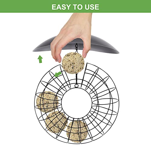 FORMIZON Comedero para Pájaros, Alimentador de Pájaros de Metal, Soporte de Bola de Grasa de Pájaro, Comedero Pájaros Bolas de Grasa Colgar, Alimentador Rellenable para Pájaros para Jardin y Balcon