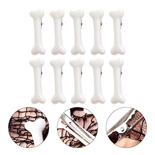 FRCOLOR Pinza de Pelo de Hueso de Perro Pin de Pelo de Hueso de Perro Blanco Accesorios para El Cabello Pasadores de Pelo de Hueso de Halloween para Fiesta de Cosplay 10 Piezas