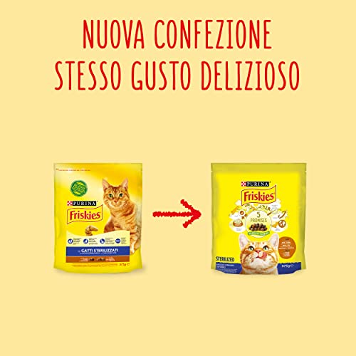 Friskies pienso para Gatos sterilizzati, con Pavo y Verduras aggiunte, 375 g – Paquete de 12 Unidades