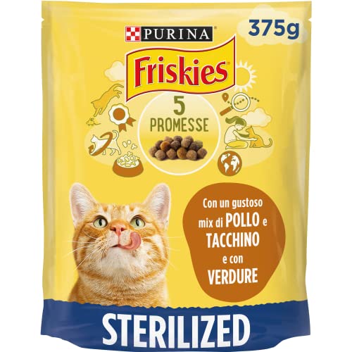 Friskies pienso para Gatos sterilizzati, con Pavo y Verduras aggiunte, 375 g – Paquete de 12 Unidades