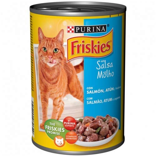 Friskies Purina Gatos Adultos con Salmón, Atún y Verduras 24x400g (Pack 24 Latas)