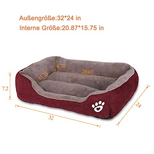 FRISTONE Cama Lavable para Perros pequeños y Grandes Cama Blanda para Perros,XL Rojo