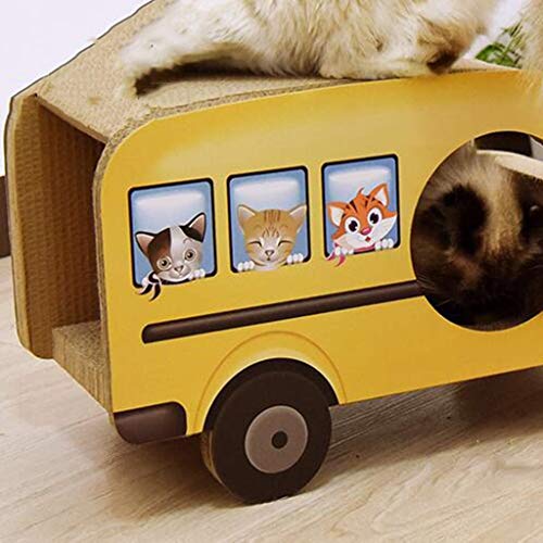 FRlss Rascador de gatos Rascador de gatos Rascador de gatos Cartón en forma de coche Cartón corrugado resistente al desgaste Material de cartón Rascador para gatos Suministros para gatos