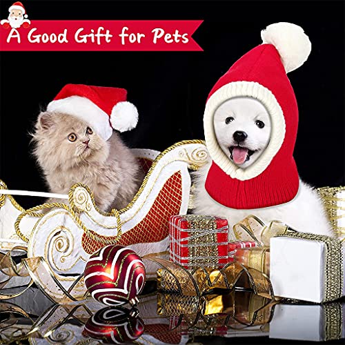Frotox Sombreros Rojos para Perros navideños, Disfraz de Gato navideño para Perros, Calentador de Cuello de Orejas para Perros pequeños/medianos