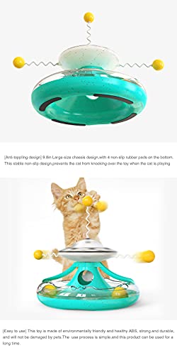 FTRONGRT Juguete para Gatos, Juguete Interactivo para Gatos, Juguete Dispensador de Comida para Gatos de Fácil Limpieza.Lago Azul