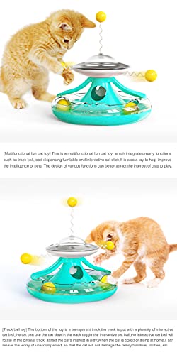 FTRONGRT Juguete para Gatos, Juguete Interactivo para Gatos, Juguete Dispensador de Comida para Gatos de Fácil Limpieza.Lago Azul