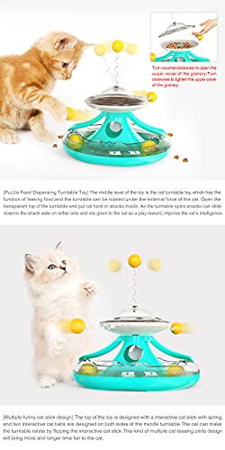 FTRONGRT Juguete para Gatos, Juguete Interactivo para Gatos, Juguete Dispensador de Comida para Gatos de Fácil Limpieza.Lago Azul