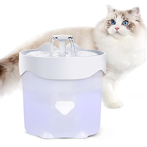 Fuente de agua para gatos, fuente de agua súper silenciosa para gatos en el interior, fuente de agua para mascotas de 1,4 l para gatito, indicador LED y 1 filtro