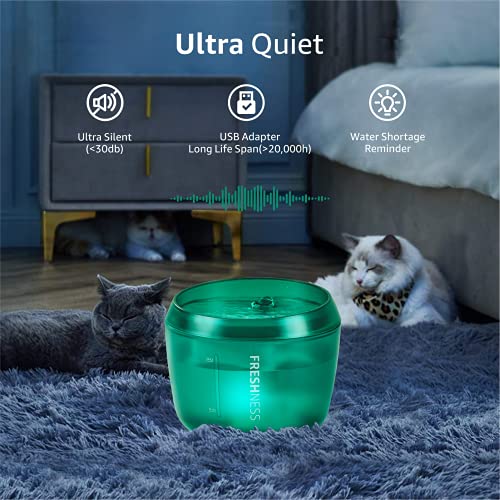 Fuente de Agua para Gatos MIZOK Freshness, Fuente de Agua para Gatos de 54 oz / 1,6 L, Innovador dispensador de Agua para Gatos, Bomba Inteligente, Fuente de Agua para Mascotas súper silenciosa