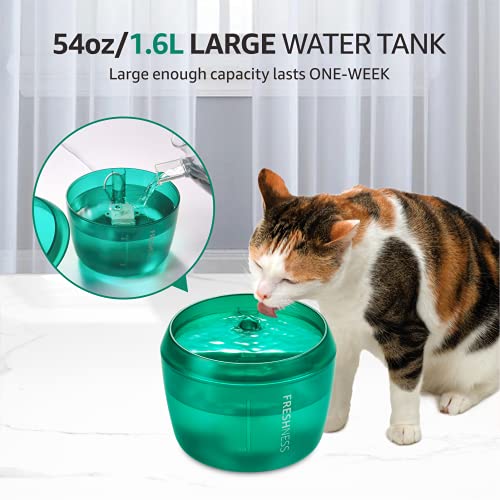 Fuente de Agua para Gatos MIZOK Freshness, Fuente de Agua para Gatos de 54 oz / 1,6 L, Innovador dispensador de Agua para Gatos, Bomba Inteligente, Fuente de Agua para Mascotas súper silenciosa