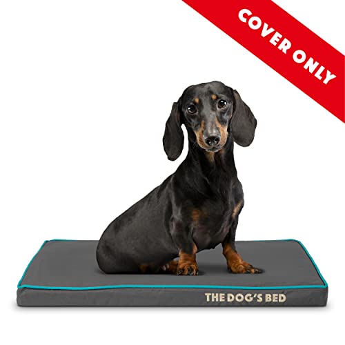 Funda exterior de repuesto (solo funda exterior, sin cama) para cama de perro, tela Oxford de calidad lavable, pequeña (gris con tubería azul)