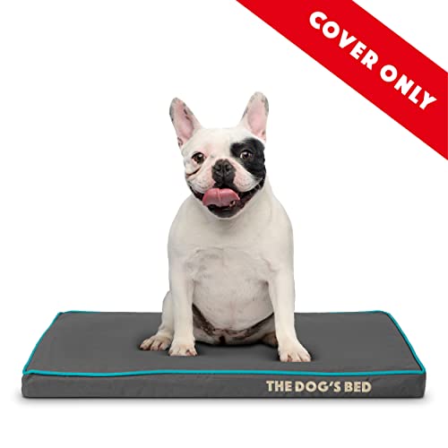 Funda exterior de repuesto (solo funda exterior, sin cama) para cama de perro, tela Oxford de calidad lavable, pequeña (gris con tubería azul)