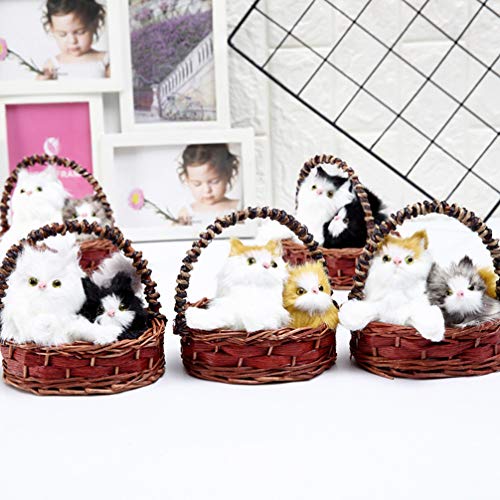 Garneck Juguete para Gatos Gato Pequeño Peluche Gatito de Peluche con Cesta Color Aleatorio