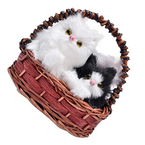 Garneck Juguete para Gatos Gato Pequeño Peluche Gatito de Peluche con Cesta Color Aleatorio