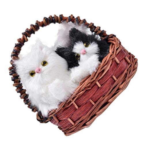 Garneck Juguete para Gatos Gato Pequeño Peluche Gatito de Peluche con Cesta Color Aleatorio