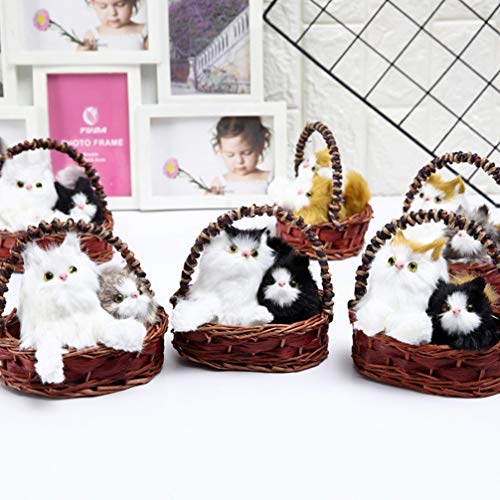 Garneck Juguete para Gatos Gato Pequeño Peluche Gatito de Peluche con Cesta Color Aleatorio