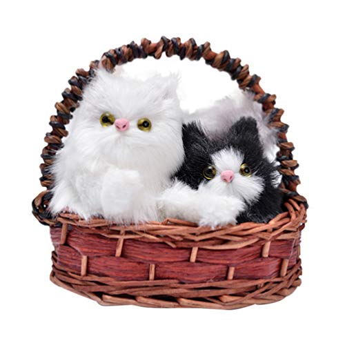 Garneck Juguete para Gatos Gato Pequeño Peluche Gatito de Peluche con Cesta Color Aleatorio