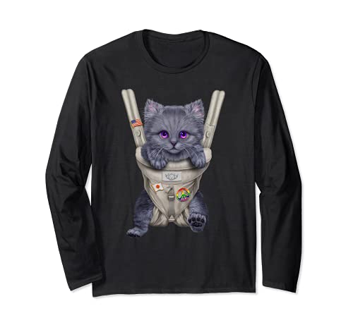 Gato azul ruso en portabebé Manga Larga