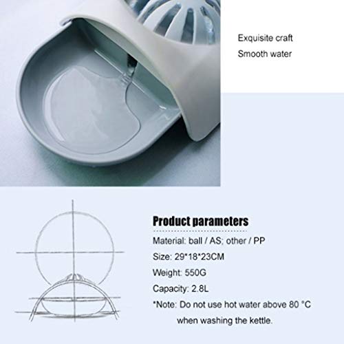 Gato Comedero Perro 2.8L gato del animal doméstico del alimentador automático Gatos fuente de burbujas de agua grande Bebedero for los animales domésticos dispensador No Electricidad Filtro bebida Cue