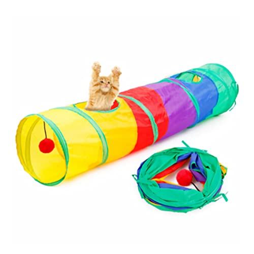 Gato Juguete Rainbow Cat Tunnel Kitty Tunnel Juguete Kitty Tube Kitty Pipe Cat Hiding Artículo Mascota Juguete Animal Suministros Regalo para PET Cat Rainbow Tunnel Tubo PET TUBO PLAY PLAY JUGUETE