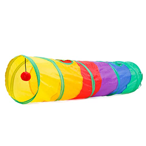 Gato Juguete Rainbow Cat Tunnel Kitty Tunnel Juguete Kitty Tube Kitty Pipe Cat Hiding Artículo Mascota Juguete Animal Suministros Regalo para PET Cat Rainbow Tunnel Tubo PET TUBO PLAY PLAY JUGUETE