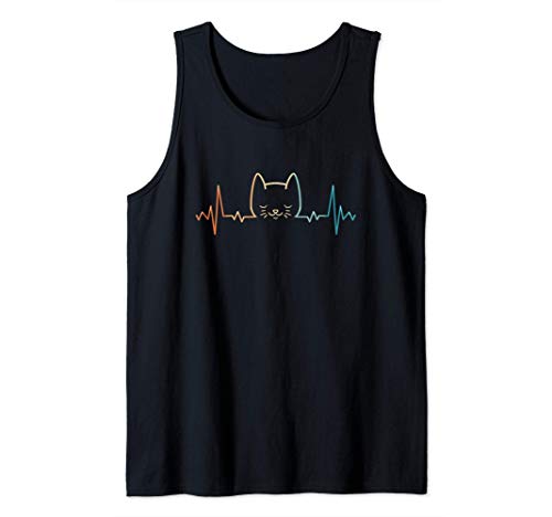 Gato Latido del Corazón Amor Gatos Mujeres Niñas Gato Camiseta sin Mangas
