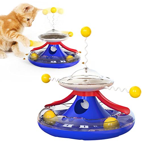 Gato Torre juguete pistas con bridas de disco de Inteligencia del gato del gato del disco de atracciones Juguetes bola de pista del entrenamiento del juguete de atracciones que se escapa del juguete d