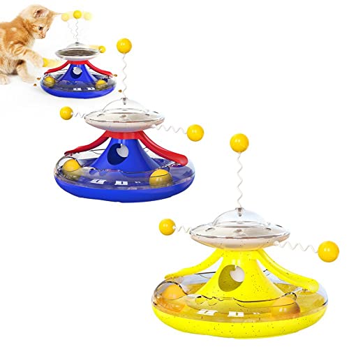 Gato Torre juguete pistas con bridas de disco de Inteligencia del gato del gato del disco de atracciones Juguetes bola de pista del entrenamiento del juguete de atracciones que se escapa del juguete d