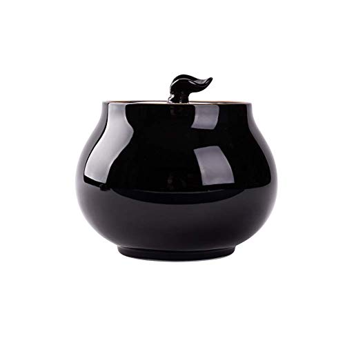 GAXQFEI Urna funeraria Urnas de cremación Adultos Niños Urnas para mascotas Selladas contra la humedad Estilo retro Decoración de color sólido Esmalte índigo Oro 11.5 * 13Cm,Negro