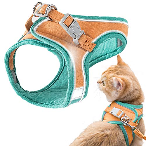 GeeRic Arnés Gatos,Arnés para Gato Antiescape y Ajustable Reflectante Chaleco Cuerda para 2kg-7.5kg Gatos y Cachorros，Entrenamiento y Caminar