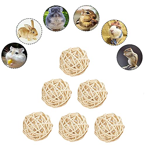 Gibsob 6 Piezas Juguetes para Masticar Conejos, Juguete para Conejos Enanos, Natural Bola de Hierba, Cuidado de la Salud de los Dientes de Mascotas, Aumenta la Diversión para Conejos, Hámsters