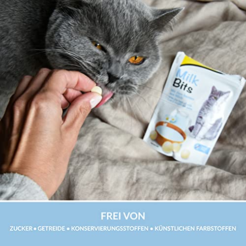 GimCat Milk bits - Snack para Gatos Rico en vitaminas, sin Cereales y con lo Mejor de la Leche - Pack de 8 (8 x 40 g)