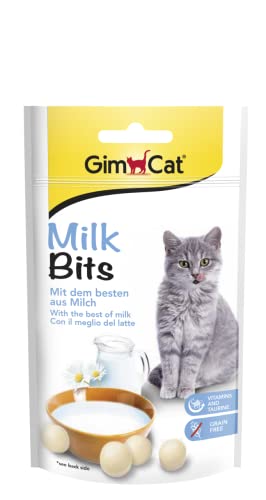GimCat Milk bits - Snack para Gatos Rico en vitaminas, sin Cereales y con lo Mejor de la Leche - Pack de 8 (8 x 40 g)