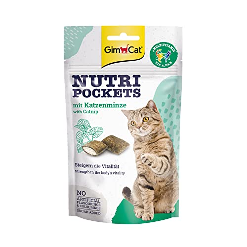 GimCat Nutri Pockets - Aperitivo crujiente para Gatos con Relleno cremoso e Ingredientes funcionales, 1 Bolsa