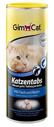GimCat Pastillas para Gatos de Pescado y biotina, Delicioso Aperitivo para Gatos para un Pelo Brillante y una Piel Suave, 1 Bote de 210 g