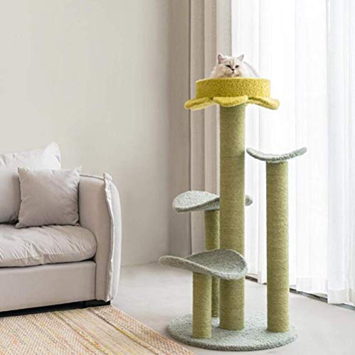 GJNVBDZSF Árbol para Gatos Arena para Gatos con árbol para Gatos, Marco para trepar para Gatos, Poste rascador, Villa para Gatos, Juguete Interactivo para Gatos, Forma de pétalo de Hoja